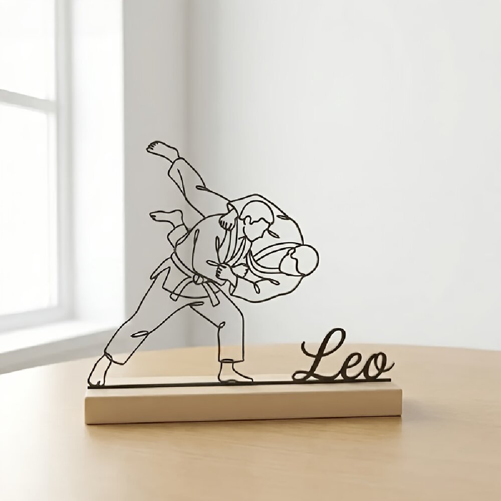 Personalized Engraved Gift - Personalizowana Statuetka Judo z Grawerem, Drewniana