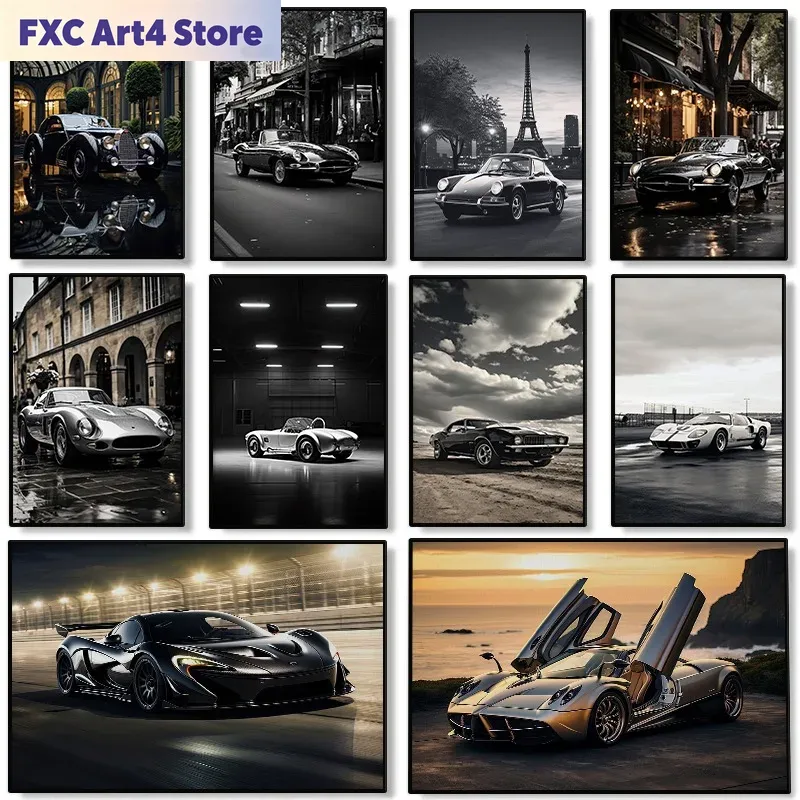 Luxury Lifestyle Photography - Bezramowy Nowoczesny Plakat z Samochodami Znanych