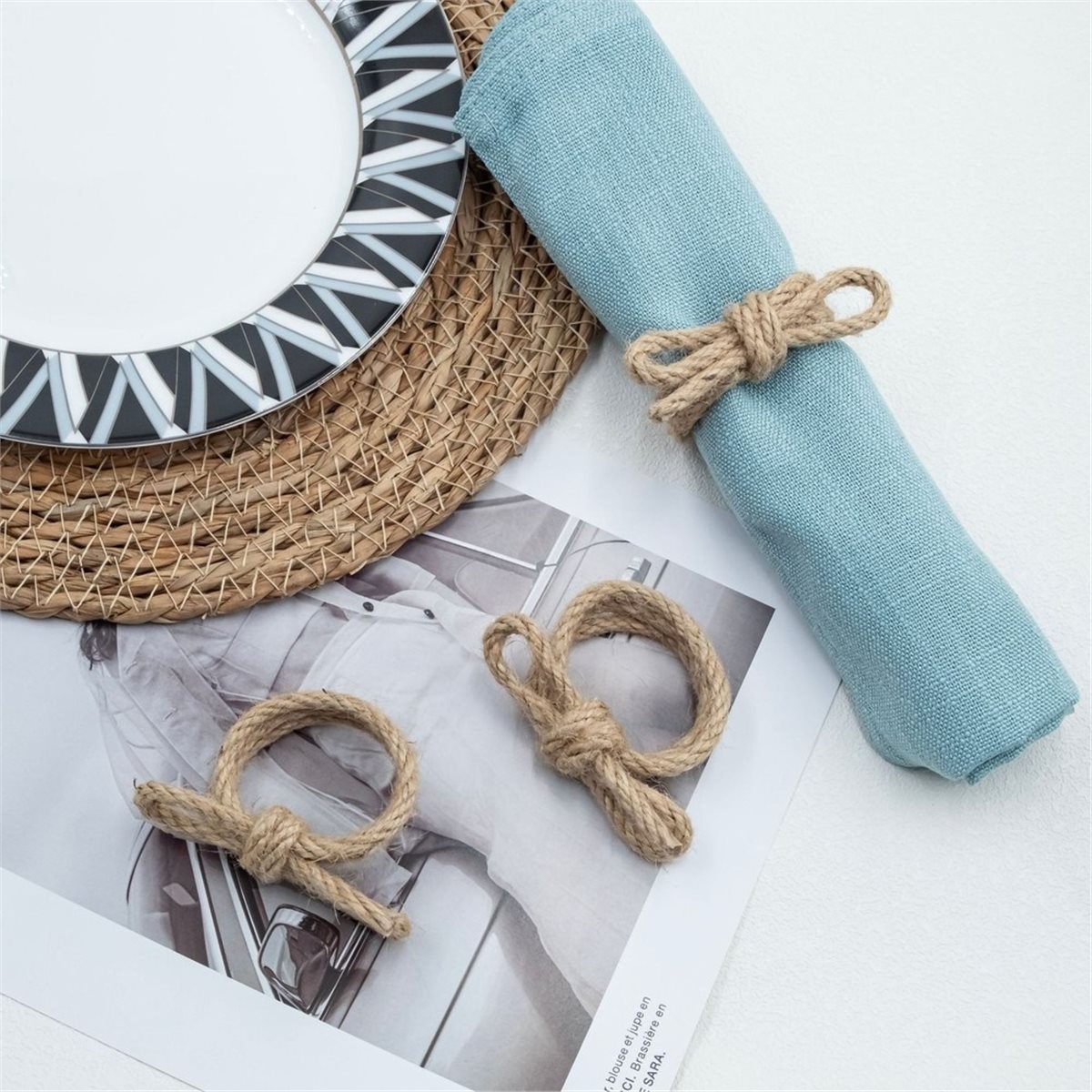12 szt. lnianych plecionych ko – Linen Napkin Set recenzja i cena