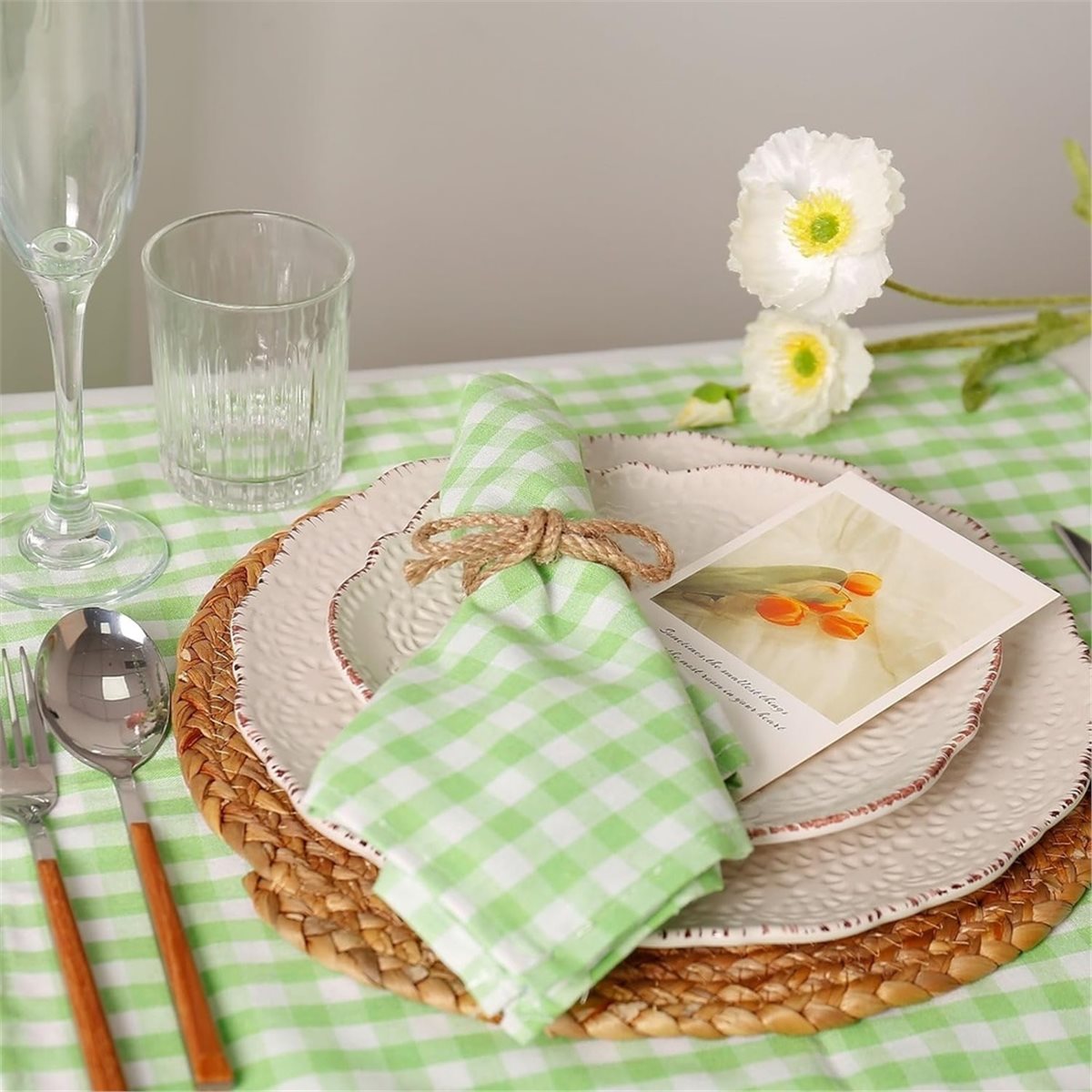 12 szt. lnianych plecionych ko – Linen Napkin Set recenzja i cena